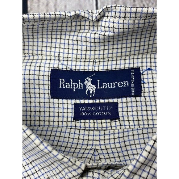 Ralph Lauren Mens Long Sleeve Check Yarmouth Button Down Shirt Black Blue‎ Read - Picture 3 of 9